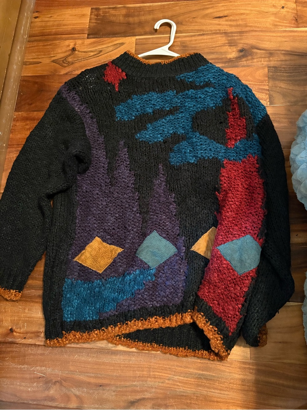 Vintage COSi Abstract Chunky Knit Sweater L Geometric 80s 90s Wearable Art